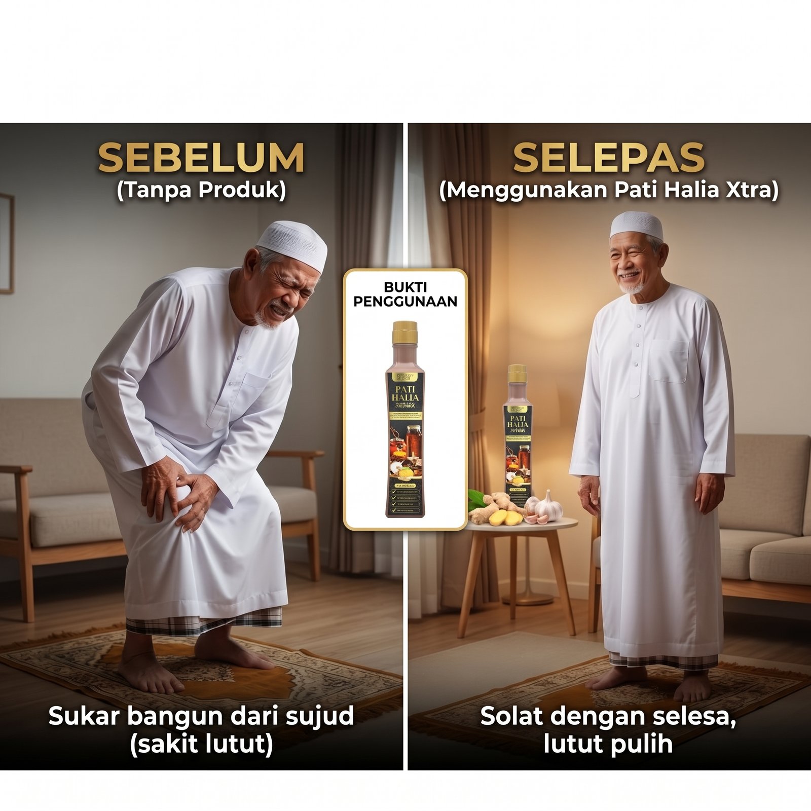 Lutut lebih selesa ketika solat